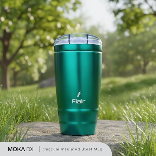 Image of FLAIR Moka Vacuum Insulated Coffee Mug 500ml -Lacquer Green,Hot & Cold,Leak-Proof,Easy to Clean,Travel Mug