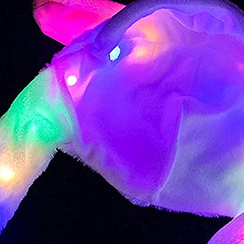 Umbresen Bunny Hat Ear Moving Jumping Rabbit Hat Funny Cute Plush Animal Cap With Paws For Kids Women Girl Party Christmas Holiday Birthday Dress Up Cosplay Costume Gift (Led Colorful) #TOP3