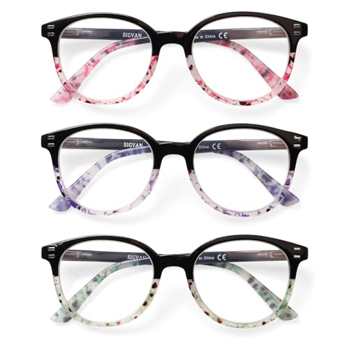 Image of SIGVAN 3 Pack Reading Glasses Spring Hinge Stylish Readers Black /Tortoise for Men and Women