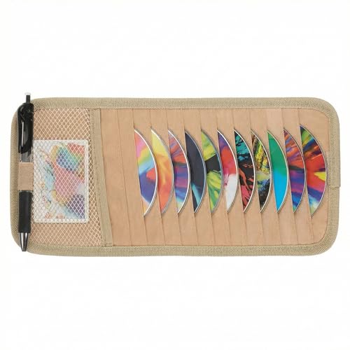 Elegaperma Cd Car Holder, Multi-Pocket Car Cd Organizer, Securely Mounted Car Visor Cd Holder for Organized Storage and Easy Access While Driving