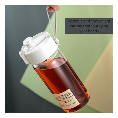 Image of Wosta Leakproof Glass Water Bottle with Stainless Steel Infuser Glass Tea Infuser Bottle with Strainer and Neoprene Sleeve for Loose Leaf Tea, Cold Brew Coffee. (C - WHITE, 450ML)