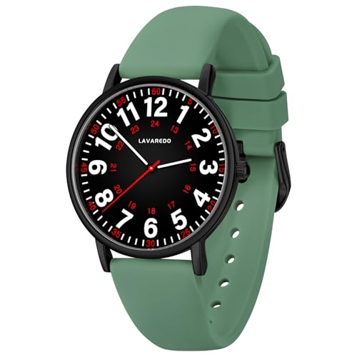 Bomieux Nurse Watch for Nurses Doctors Women Men,Waterproof Analog Watches with Luminous Dial and Japanese Quartz Movement,Easy to Read Military Time Watch with Second Hand, 12/24 Hours,Silicone Band