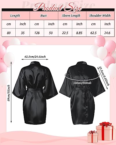 12 Pcs Kimono Robes For Women Silky Bride Bridesmaids Robe Lightweight Short Satin Robe For Wedding Bridal Birthday Party (White, Black) #TOP1