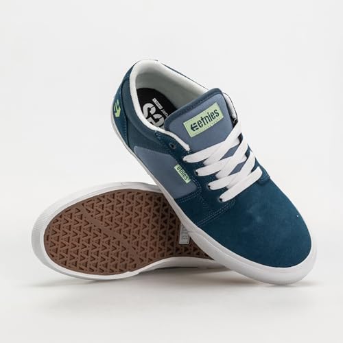 Image of Etnies Barge LS - Classic Skate Look, Slim Vulcanized Silhoutte, Hefty Armored Collar, Reinforced Vulc - Green /Blue - 6