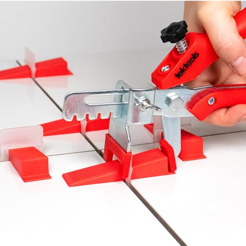TekTools Tile Levelling Wedge Pliers, Tile Levelling Installation Tool (Red) for Wall Floor, Ceramic - Image 4