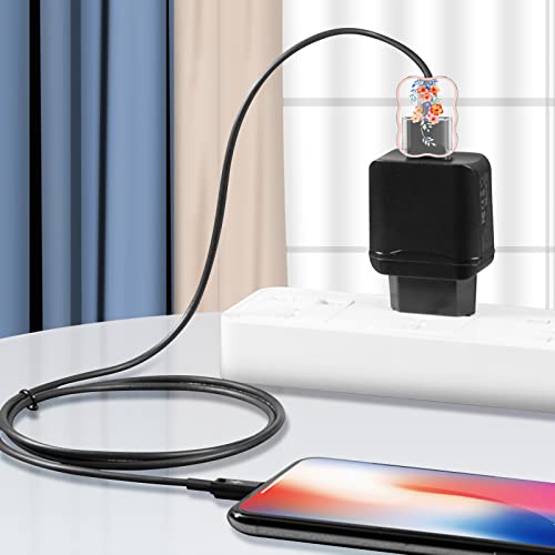 Image of CameCosy 4 Pack Android USB Cable Protectors, Cute Flower Design, Phone Cord Protector for Samsung, Google, etc.