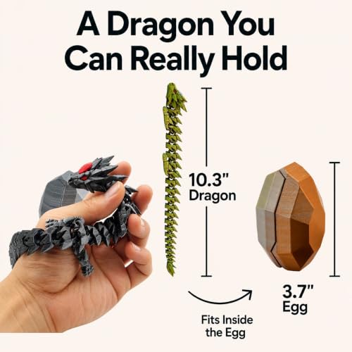 Xonery 3D Printed Crystal Dragon & Egg, Articulated Dragon for Dragon Fans - image 9
