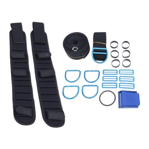 kowaku Scuba Diving Backplate Dir Harness Set Weight Belt O Loop Replacement Shoulder Pads BCD Holder Crotch Strap Set, Blue
