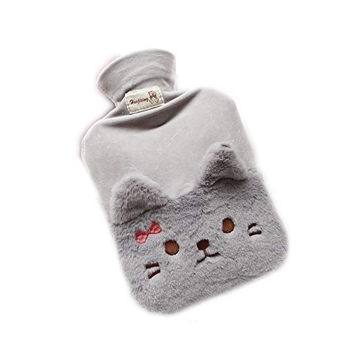 Eau chaude chat oreille eau chaude bouteille d'eau chaude 1000ML Hiver Main Warmer Affaires intérieures Voyage Mini Pot,Gris Cover