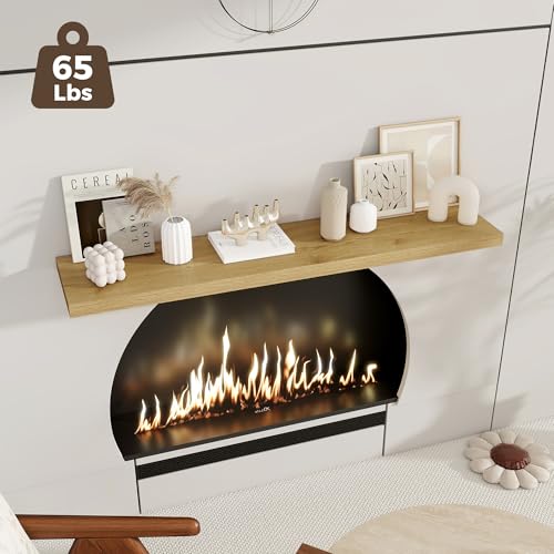 Image of Fun Memories 12 Deep Floating Shelves for Wall, 55W x 12D Extra Large Floating Shelves Set of 2, Hanging Wood Wall Shelves for Living Room, Kitchen, Bedroom, Farmhouse, Laundry Room, Office - Oak