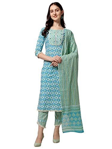 Image of MIRCHI FASHION Pure Cotton Floral Printed Kurta Set with Dupatta | 3 Piece Straight Fit Kurta Pant Set | Ethnic Office Wear Salwar Suit for Women