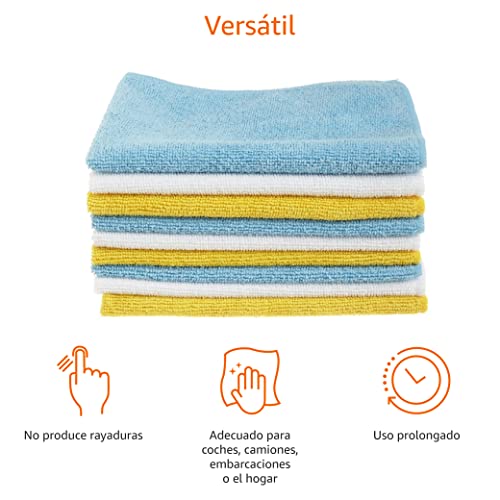 Amazon Basics Paño de limpieza de microfibra, 30.5 cm x 40.5 cm, 24 unidades, Multicolor - Imagen 5