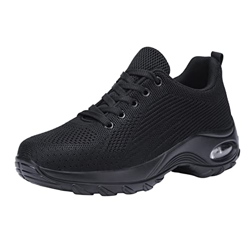 Zapatillas de deporte para mujer, con soporte de arco, para caminar, ortopédicas, para correr, con cojín de aire, de cuña, de malla transpirable, parte inferior gruesa, para entrenamiento, gimnasio