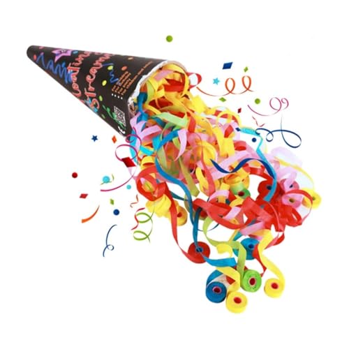 Image of Wanna Party Birthday Poppers Pull Streamers No Mess Party Poppers Ice Cream Streamers Easy to Clean Handheld Streamers, Ideal for Birthday and Events