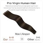 SUYYA Invisible Tape in Hair Extensions Human Hair Darkest Brown Seamless Injected Hand-Tied Pro Quality Virgin Human Hair 20PCS 40G/Pack Straight Tape Ins(14 inch #2 Darkest Brown) - Image 3