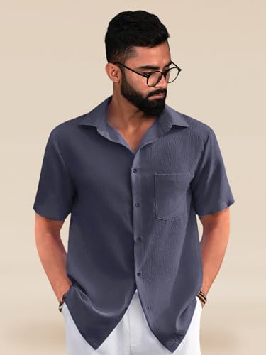 Image of Tee Projekt Solid Shirt for Men's ||Pop corn Shirt|| Solid Shirt for Men's|| Casual Shirt for Men||Half Sleeve Spread Collar Shirt for Men