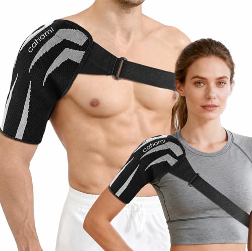 cahami Shoulder Brace for Men & Women, Rotator Cuff Support Brace for Pain Relief, Shoulder Sleeve for Preventing Strains and Dislocation, Adjustable Fits Left and Right Arm (M)