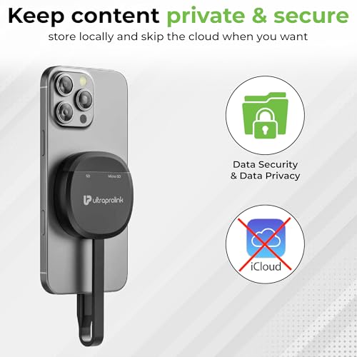 Image of UltraProlink Mag-Vault | Mag-Safe USB-C 3.2 SD & microSD Card Reader| Dual Slot- 2TB Each | 100W PD Pass-Through | 160MB /s DDR200 Speeds | Plug & Play for USB-C iPhone, iPad, Mac, Android|UM1271