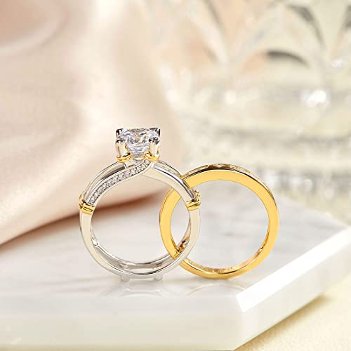 Wedding Engagement Rings Set for Women 925 Sterling Silver Round CZ Anniversary Band Promise Bridal Size 5-123