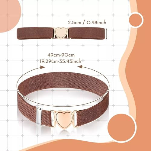 1Pc Black Elastic Waist Belts Girls Belt Adjustable Waist Belts Stretch Belts with Heart Buckle for Pants Jeans Dress2