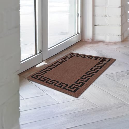 Image of Encasa XO Coir Door Mat for Home Entrance, Anti Slip PVC Back Brown