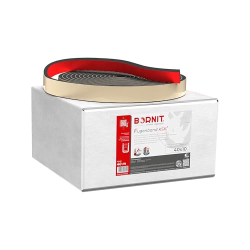 BORNIT Bitumen-Fugenband KSK, 40 m selbstklebendes Asphalt-Fugenband 40x10 mm, ZTV Fug-StB 15-geprüft, für sichere und schnelle Verlegung ohne Anflammen im Straßenbau