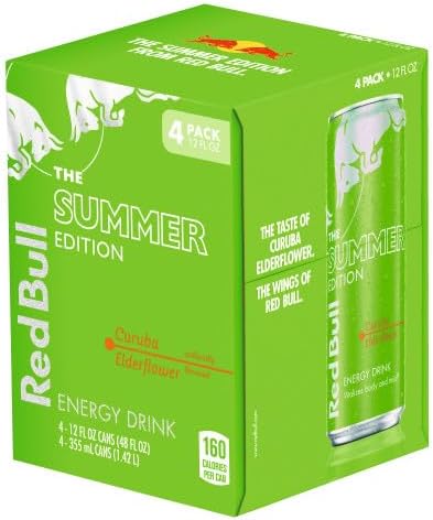 Red Bull Green Edition Energy Drink, Curuba Elderflower, with 114mg Caffeine plus Taurine & B Vitamins, 12 Fl Oz, Pack of 8 Cans