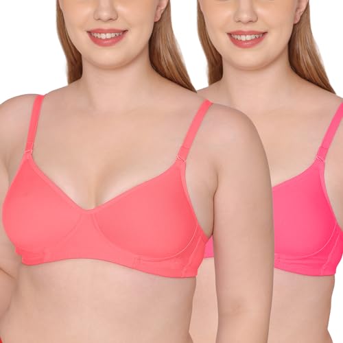 Image of Tweens - Medium Padded Cotton Rich Bra - Full Coverage, Seamless, Multiway Straps, Wirefree Everyday T-Shirt Bra (Pack of 2)