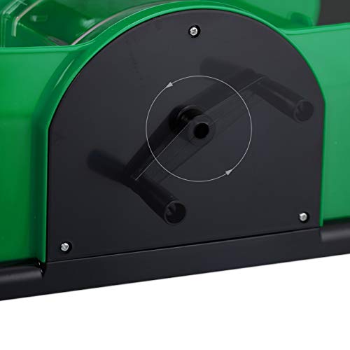 Relaxdays Unisex – Erwachsene Relaxdays Kartenmischmaschine für 2 Decks mit Kurbel manuelles Mischgerät Spielkarten bis, grün, 1 Stück EU