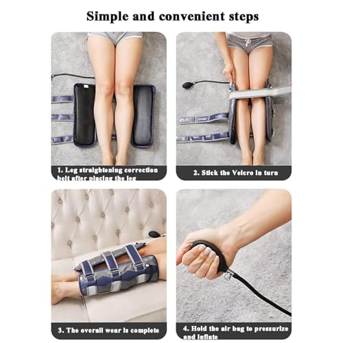 Image of Bow Legs Corrector - Adjustable Leg Posture Belt - O /x Air Pressure Leg Straightener with Manual Pump, Brace Posture Repair for Children & Adults, Bow Legs Correction Belt with Knee Pads