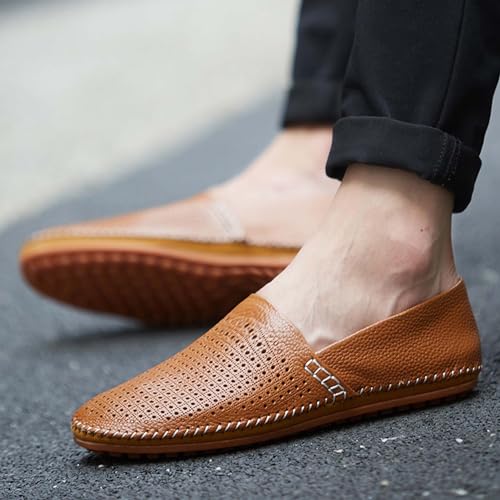 Men's Leather Loafers, Casual Flats, Lightweight Design, Hand-Stitched, Comfortable, Soft, Stylish, Suitable for Daily Travel, Driving, Going Out, Dating and Other Occasions wear All Seasons3