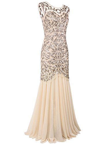 Prettyguide D2236EEL Women 'S 1920S Art Deco Sequin Gatsby Formal Evening Prom Dress L Champagne thumb #1