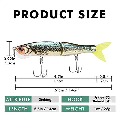 image for TRUSCEND Fishing Lures for Bass, Glide Baits with Vertical Tongue Desi