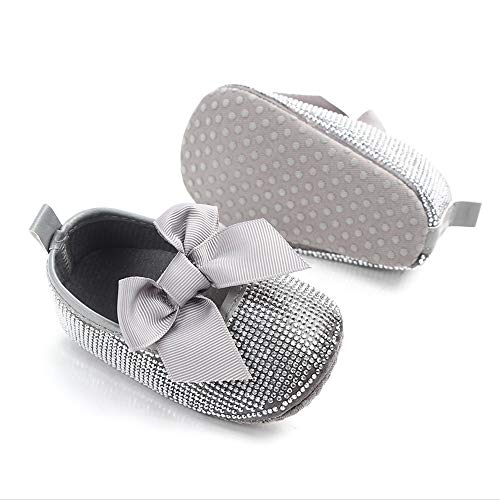 Baby Girls Mary Jane Flats Sparkly Bow Diamonds Princess Dress Shoes Anti-Slip Infant Crib Shoes3
