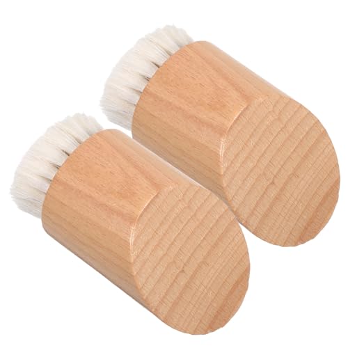 ibasenice Cepillo Facial Manual de Haya con Cerdas de Lana Suave 2 Piezas Diseño Angulado para Limpieza Profunda Exfoliación y Masaje Facial Adecuado para Piel Sensible y Limpieza de