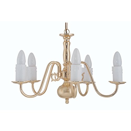 Lustre de style flamand 5 lampes laiton poli Oaks Lighting suspension de plafond