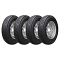 Set of (4) Texstar 15" 6 ply Bias Trailer Tire & Wheel - ST 205/75D15 5 Lug (Silver Mod), 5x4.5 Bolt Pattern - Heavy Duty, DOT Approved