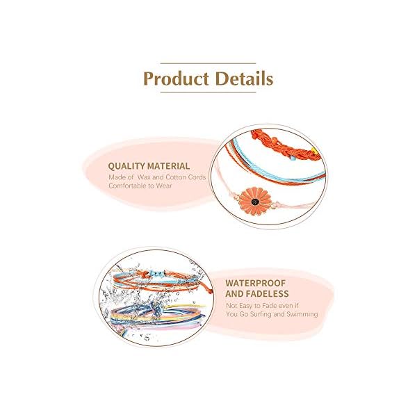 Hicarer 21 Pieces Surfer Wave Bracelet Ocean Wave Adjustable Waterproof Handmade Friendship Bracelet Anklets Jewelry for Women Teen (Ocean Style)