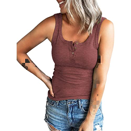 T-shirt sans manches pour femme rouge brique taille M idéal pour le printemps été