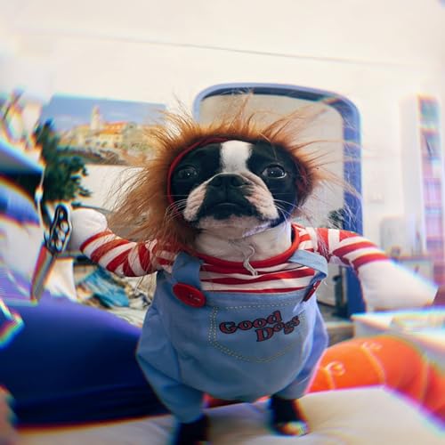 Bprtcra Halloween-Kostüm für Hunde, Deadly Doll Cosplay, Weihnachtskleidung und Party für Tiere (M)