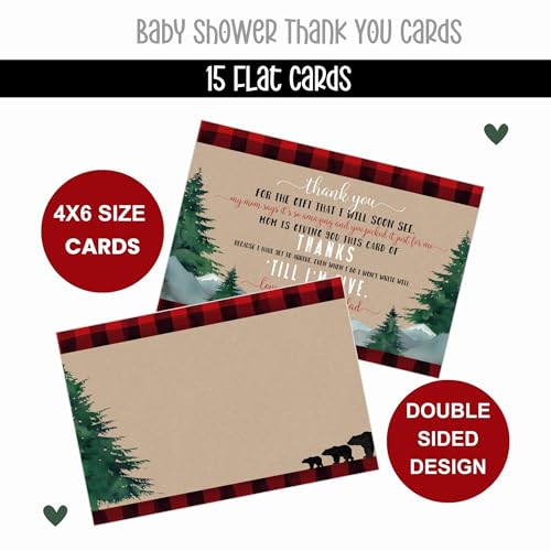 Paper Clever Party LUMBERTHANK Lumberjack Baby Thank You Cards, 15 Pack – Boys Baby Shower Notes With Envelopes thumb #5