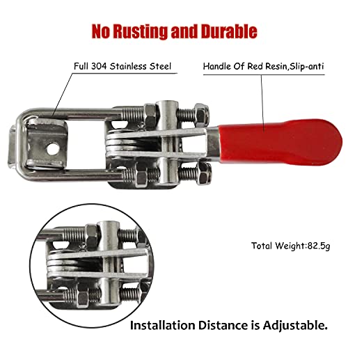 Cukayo 2Pcs Heavy Duty Toggle Clamp Capacity 400Lbs, 304 Stainless Steel Adjustable U Bolt Holding Quick Release Latch thumb #2