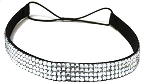 Rhinestone Headband/Elastic Stretch/Rhinestone Hair Band Hair Accessory Great for Sports, Cheerleaders and Dance Team (Clear)