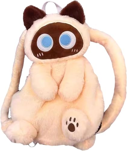 Mochilas escolares de gatos pretos com olhos grandes, boneca gatinha de pelúcia Kawaii, bolsa tiracolo de grande capacidade, brinquedo macio, moda, bolsa tiracolo