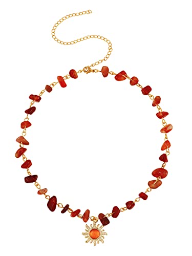 Sacina Boho Hippie Sun Necklace, Crystal Choker Necklace, Boho Necklace, Hippie Necklaces, Christmas Jewelry Gift For Women