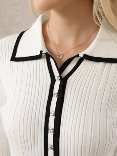 Women's Long Sleeve Sweater Dress Contrast Trim Ruffled Fall Winter Ribbed Knit Bodycon Dresses4