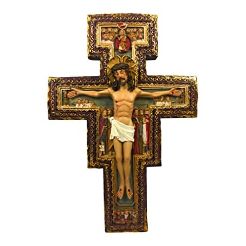 San Damiano Cross 10.5-inch Resin Replica Saint Francis of Assisi Catholic Wall Crucifix Cover