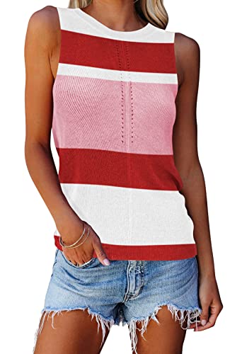 Image of Cutiefox Women's Knit Tank Tops Sleeveless Summer Loose Tie Back Casual Vest Shirts Blouses