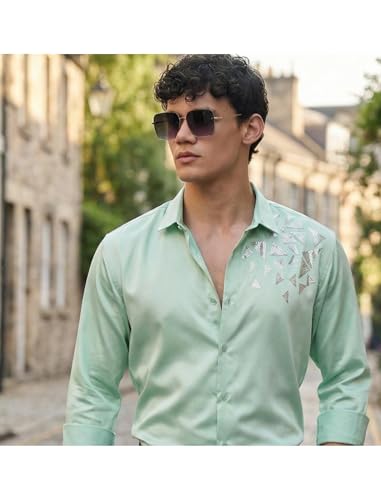 Image of IndoPrimo Men's Stylish Satin Shirt for Party, Formal, Daily and Casual Wear Full Sleeve Shirt for Mens - Trio