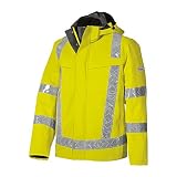 BP 2030-880-86-4XL Gilet de protection contre les intempéries pour homme, col montant et capuche amovible, 100% polyester, jaune de signalisation, taille 4XL